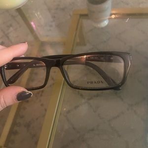 New Prada Eyeglasses Black Frames Silver Details